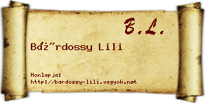 Bárdossy Lili névjegykártya